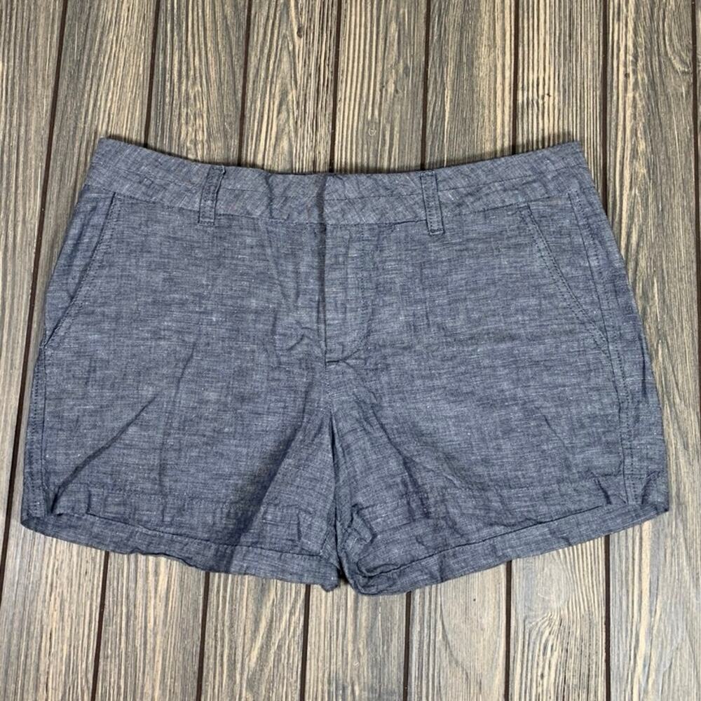 Khakis‎ by Gap The City 3 Inch Linen Cotton Short Women Sz 10 Blue Comfort Loose
